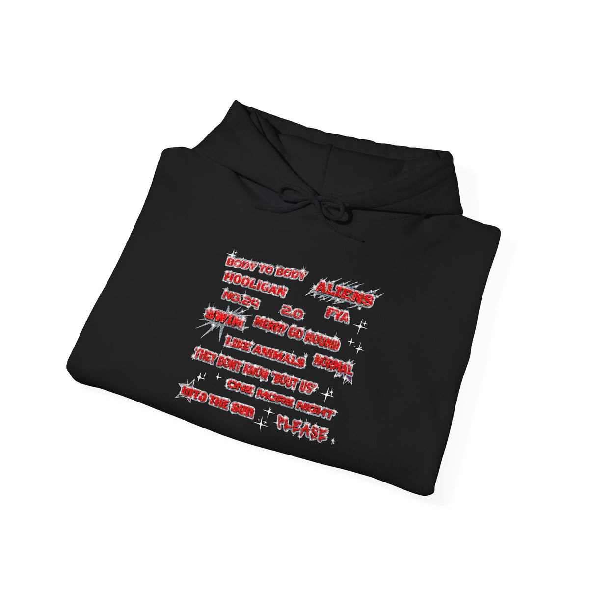 BTS Text Graphic Hoodie —  Red Script Sweatshirt