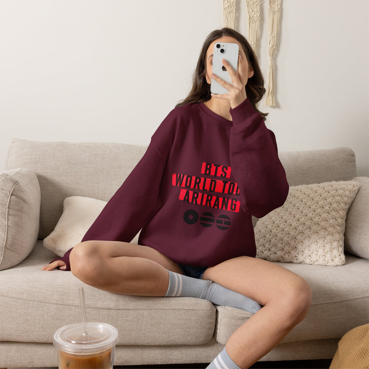 BTS ARMY Crewneck Sweatshirt — “BTS World Tour Arirang” Front & “Army Forever Bangtan Forever” Back