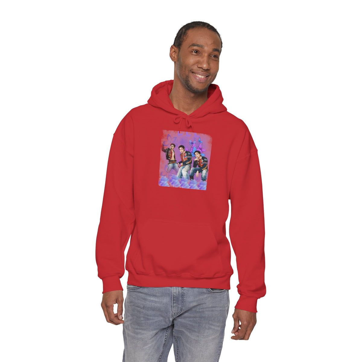 JHOPE Photo Hoodie — Purple Watercolor Floral Crew Sweatshirt