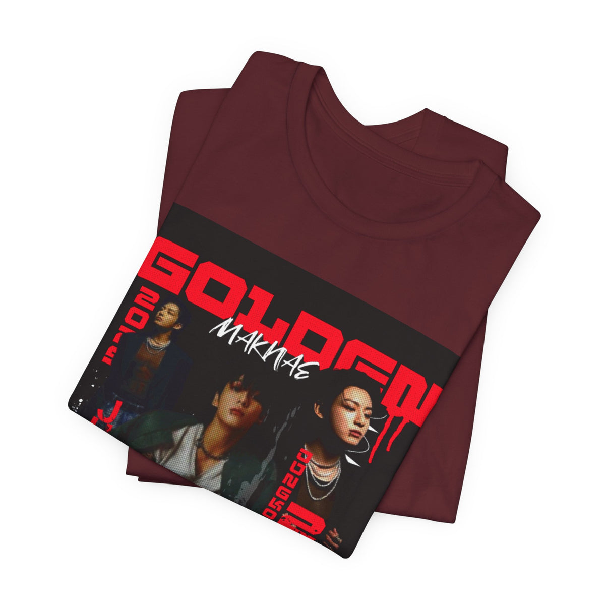 Jungkook Graphic Tee — Golden (Red Text)