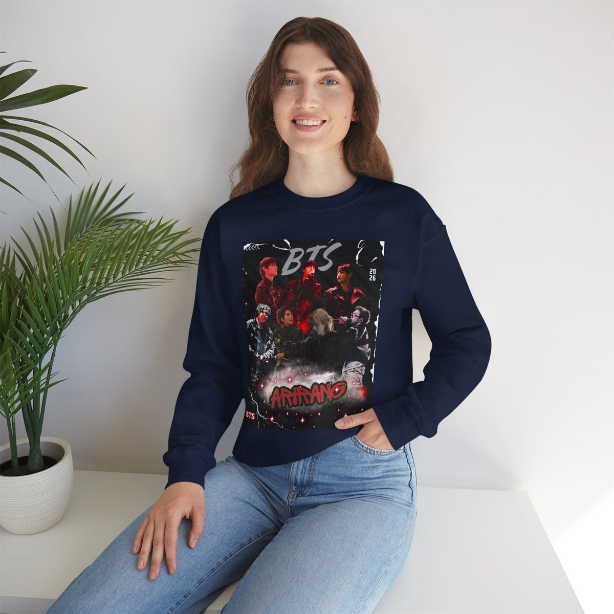 K-Pop Graphic Crewneck Sweatshirt — BTS Aesthetic Fan Design