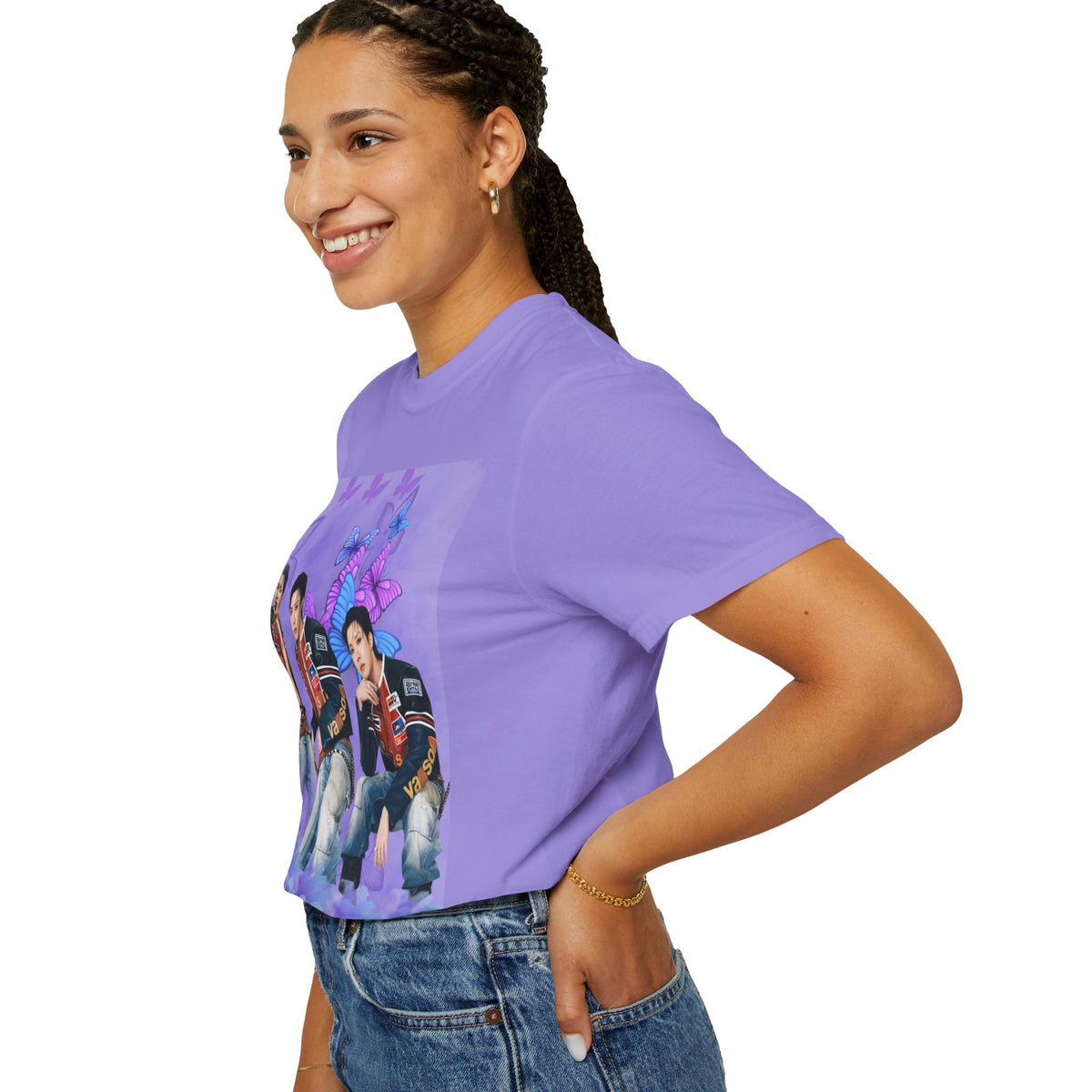 JHOPE Graphic T-Shirt — Purple Floral Portrait Tee