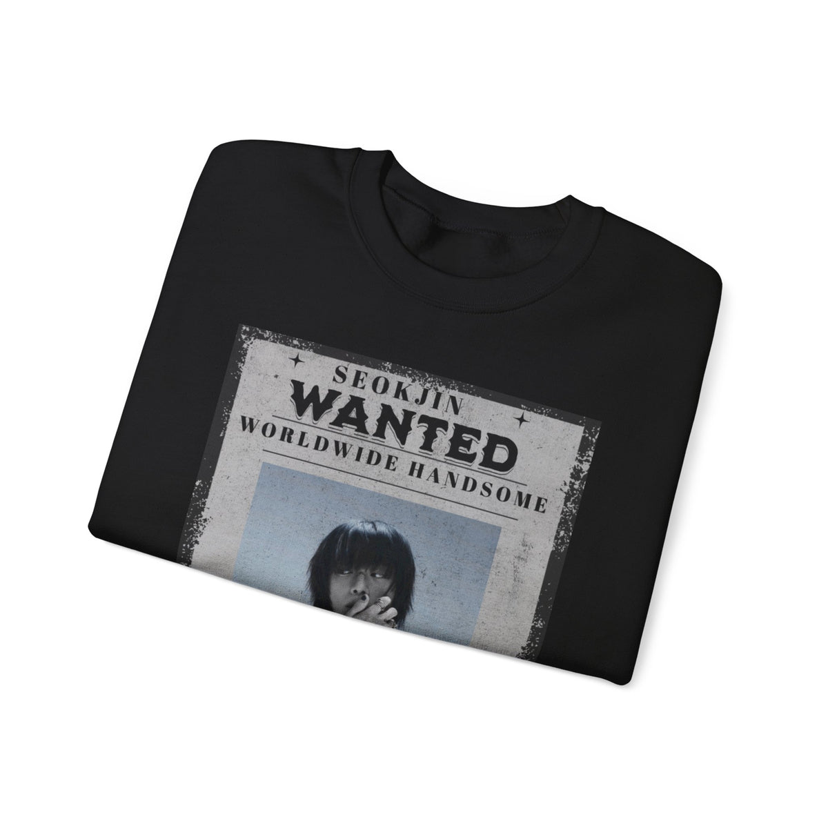 Crewneck Sweatshirt — 'Seojin Wanted: Worldwide Handsome' Vintage Poster Graphic