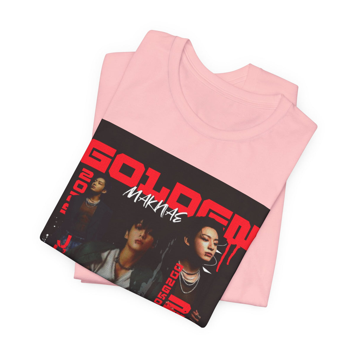 Jungkook Graphic Tee — Golden (Red Text)