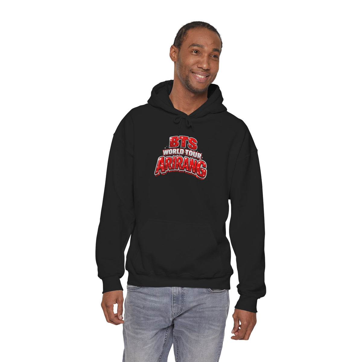 BTS Hoodie — "World Tour ARMY" Retro Red Graphic Pullover