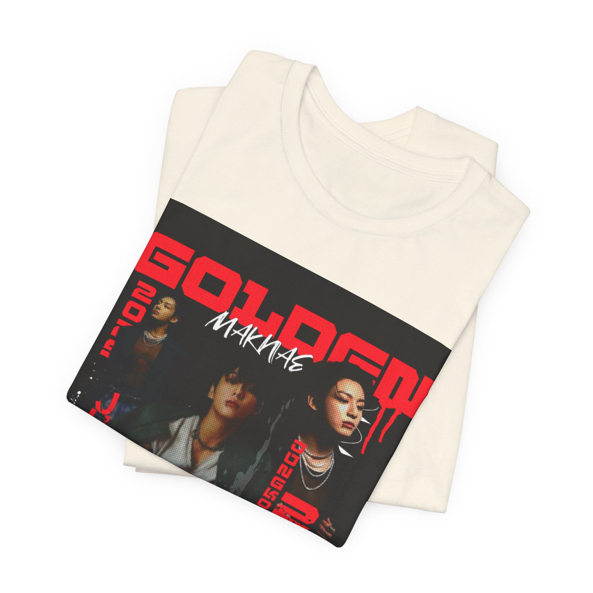 Jungkook Graphic Tee — Golden (Red Text)