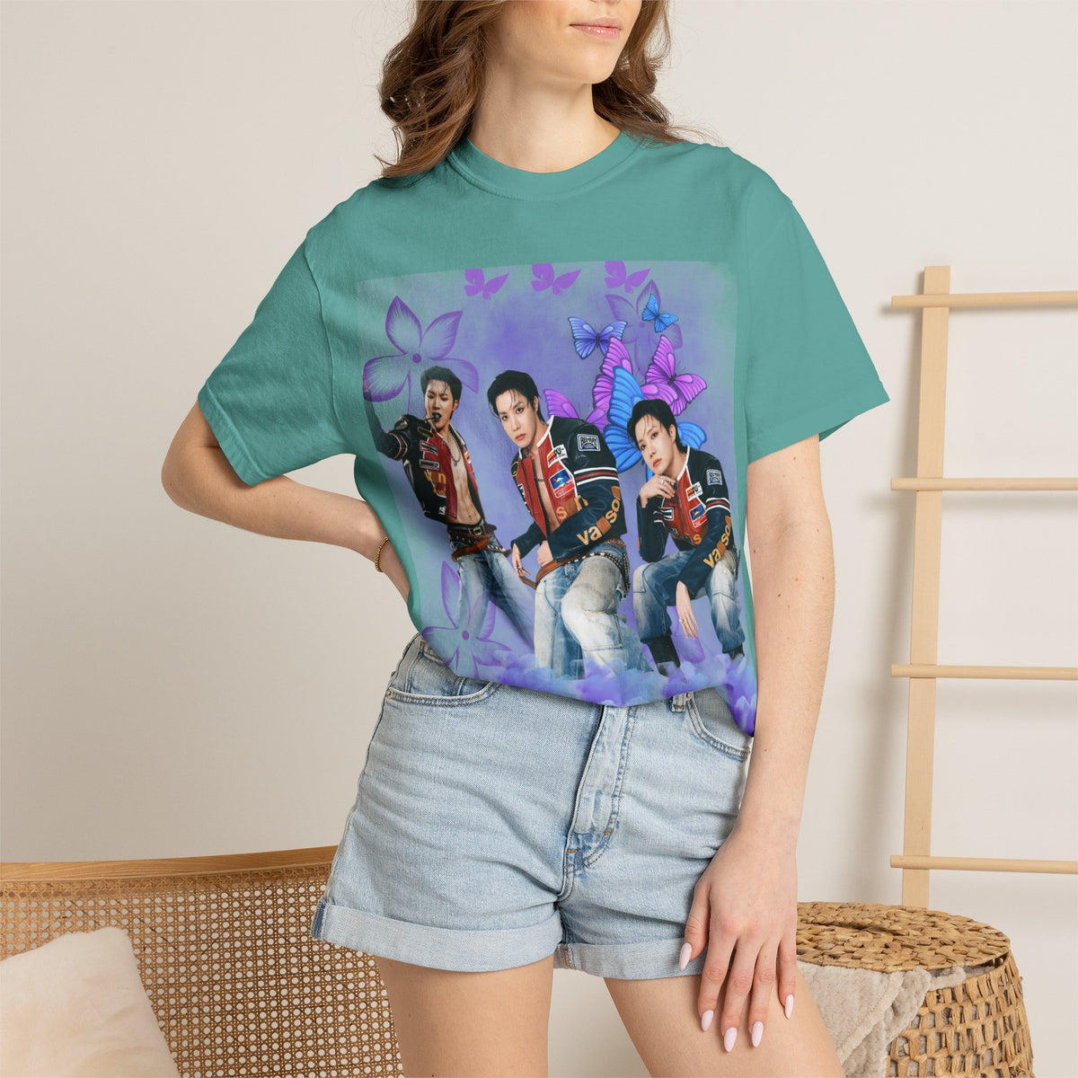 JHOPE Graphic T-Shirt — Purple Floral Portrait Tee