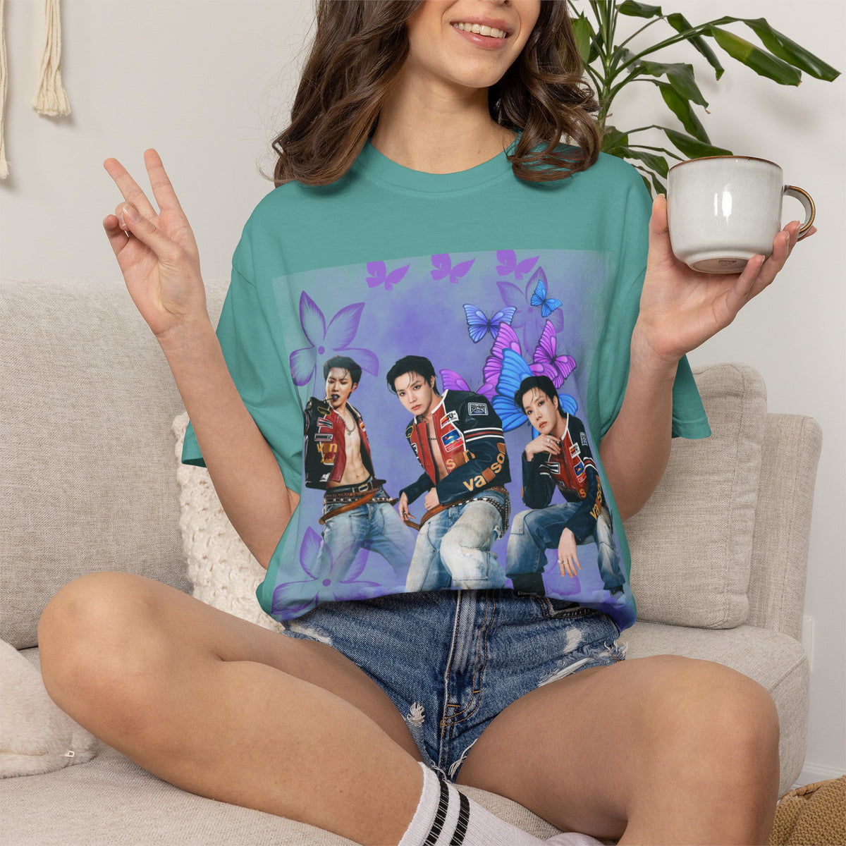 JHOPE Graphic T-Shirt — Purple Floral Portrait Tee