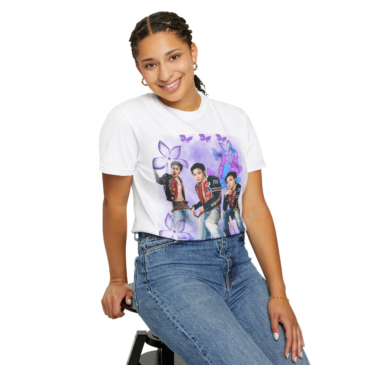 JHOPE Graphic T-Shirt — Purple Floral Portrait Tee