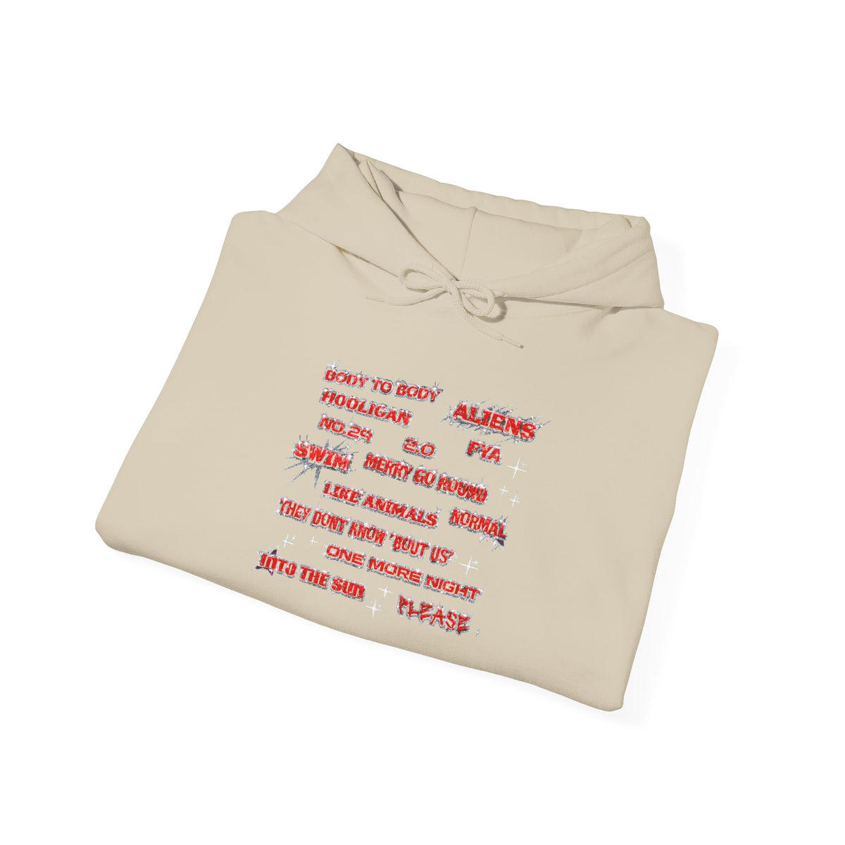 BTS Text Graphic Hoodie —  Red Script Sweatshirt