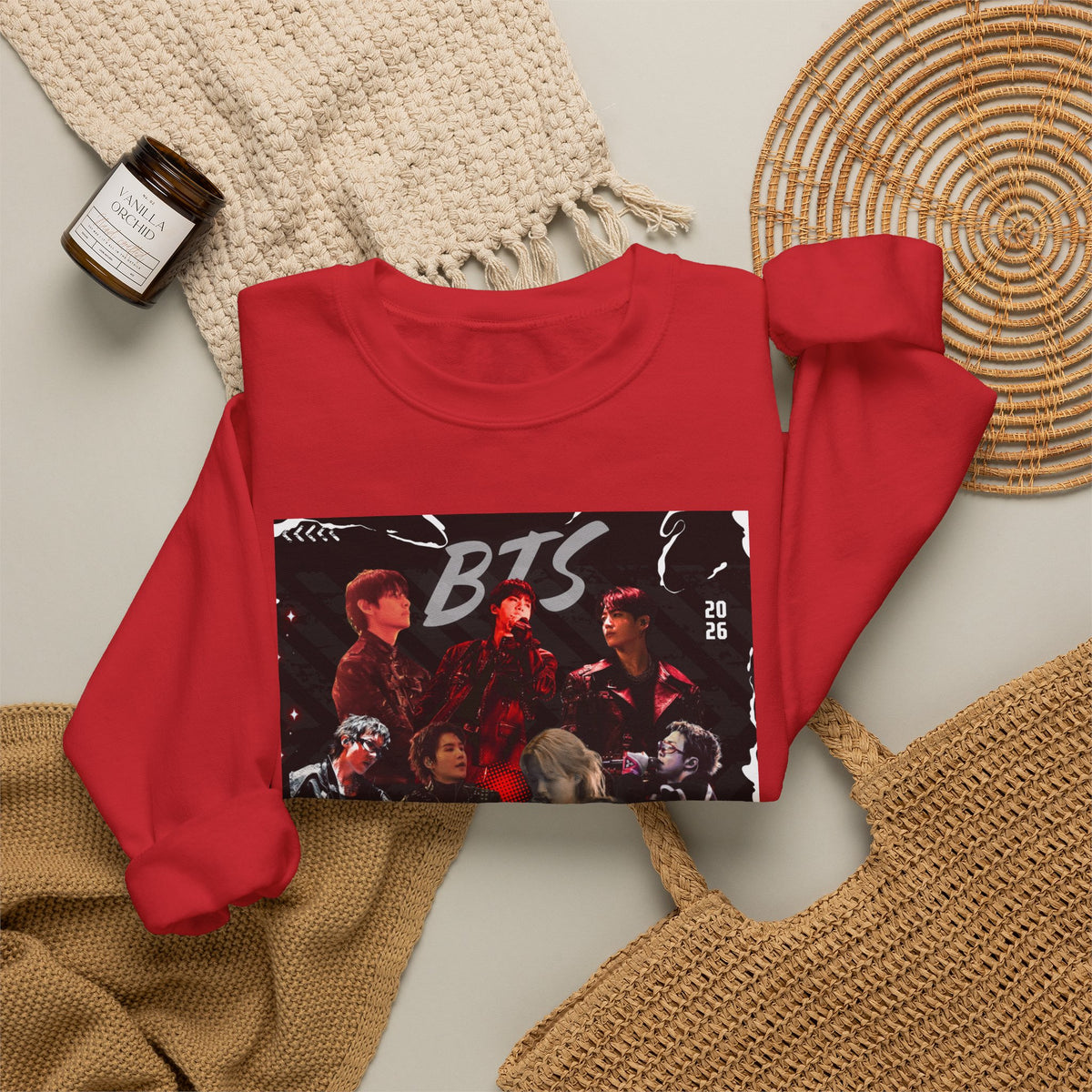 K-Pop Graphic Crewneck Sweatshirt — BTS Aesthetic Fan Design