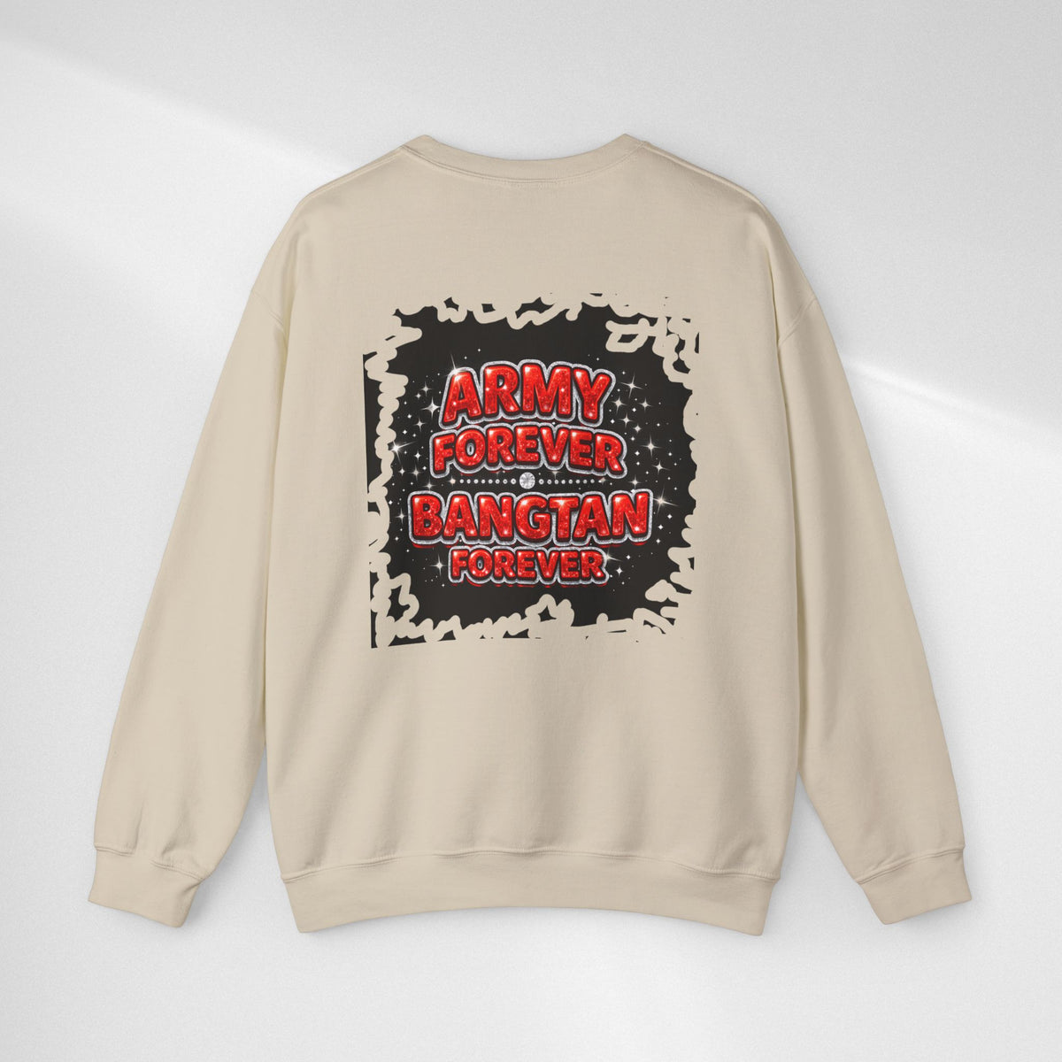 BTS ARMY Crewneck Sweatshirt — “BTS World Tour Arirang” Front & “Army Forever Bangtan Forever” Back