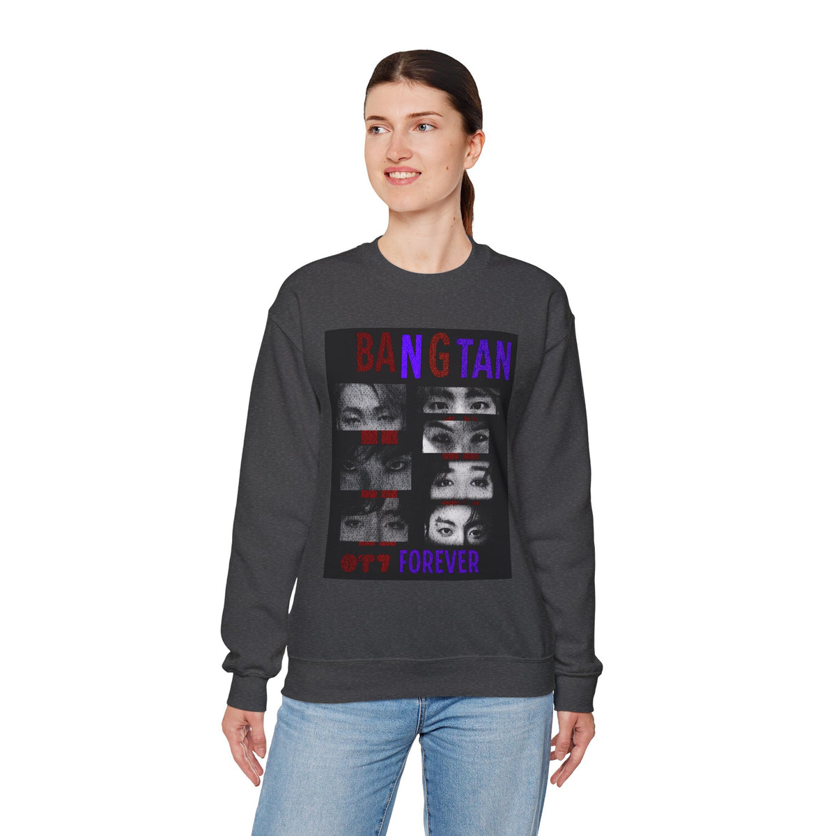 Bangtan Eyes Graphic Sweatshirt — K-Pop Fan Crewneck ("BANGTAN 07 FOREVER")