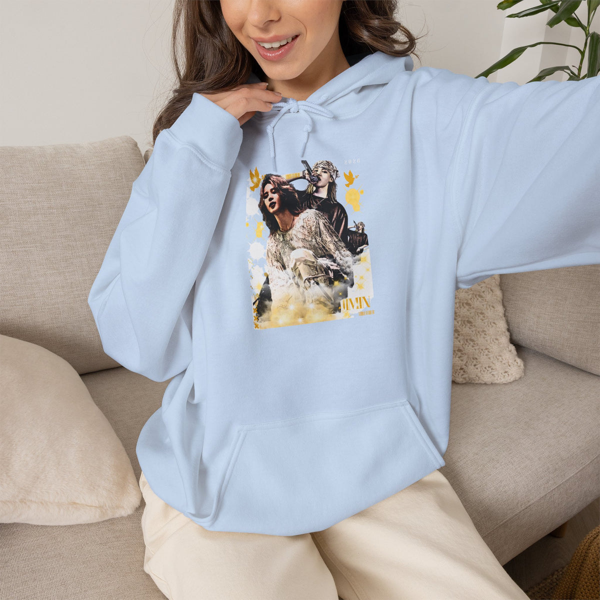 Jimin 95 Hoodie — K-Pop Fan Pullover with Photo Collage Front & Graphic Back