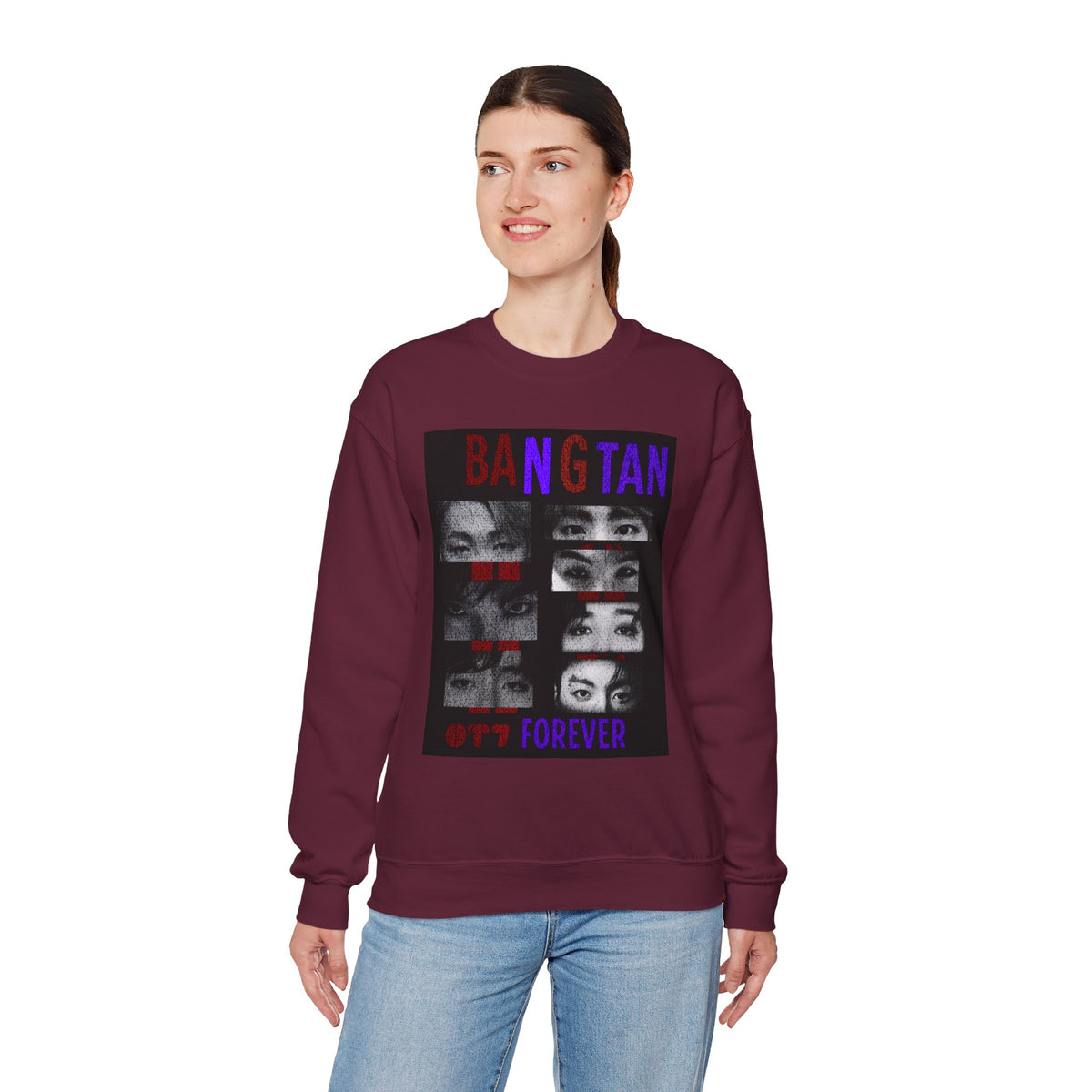 Bangtan Eyes Graphic Sweatshirt — K-Pop Fan Crewneck ("BANGTAN 07 FOREVER")