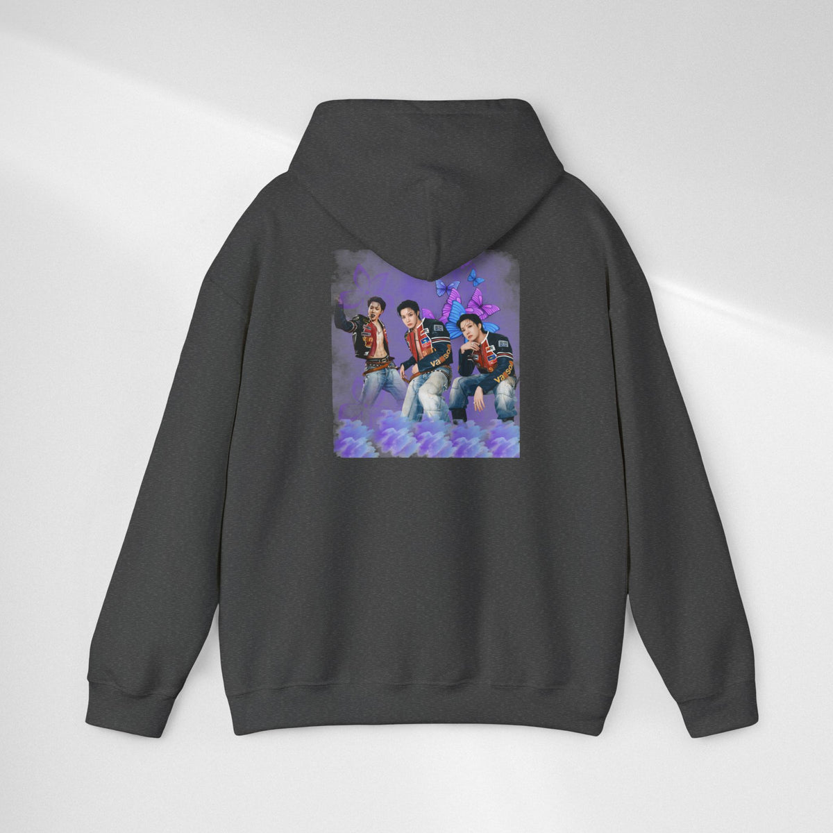 JHOPE Photo Hoodie — Purple Watercolor Floral Crew Sweatshirt