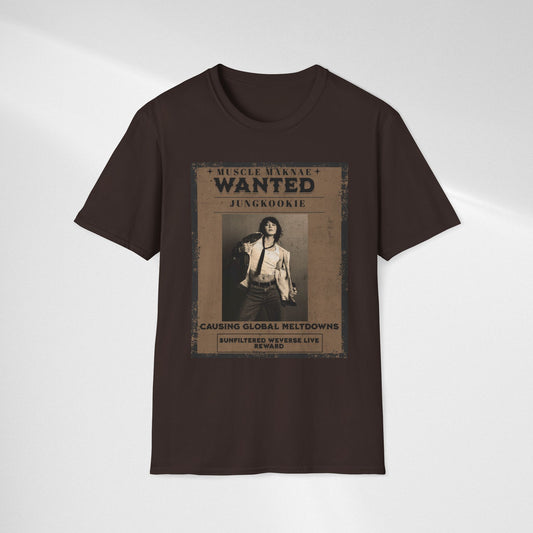 Wanted Poster Jungkookie T‑Shirt — Vintage K‑Pop Fan Tee