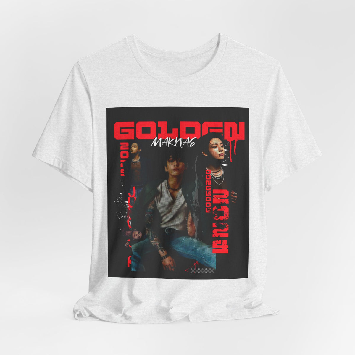 Jungkook Graphic Tee — Golden (Red Text)