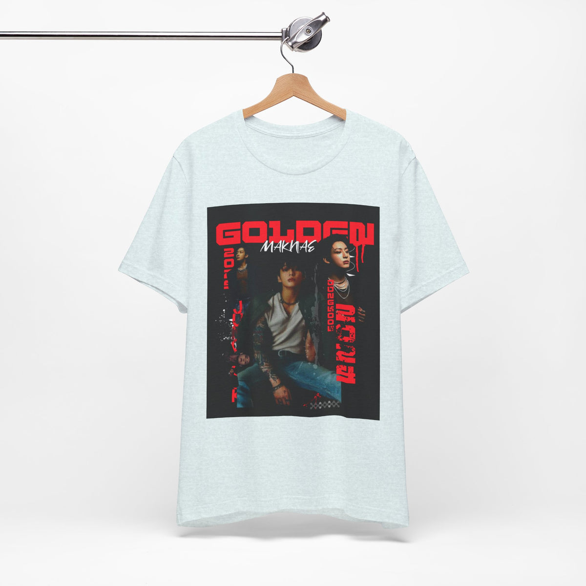 Jungkook Graphic Tee — Golden (Red Text)