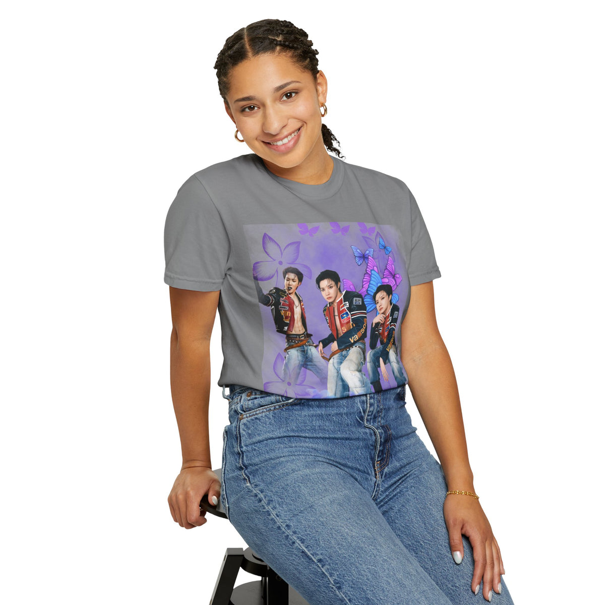 JHOPE Graphic T-Shirt — Purple Floral Portrait Tee