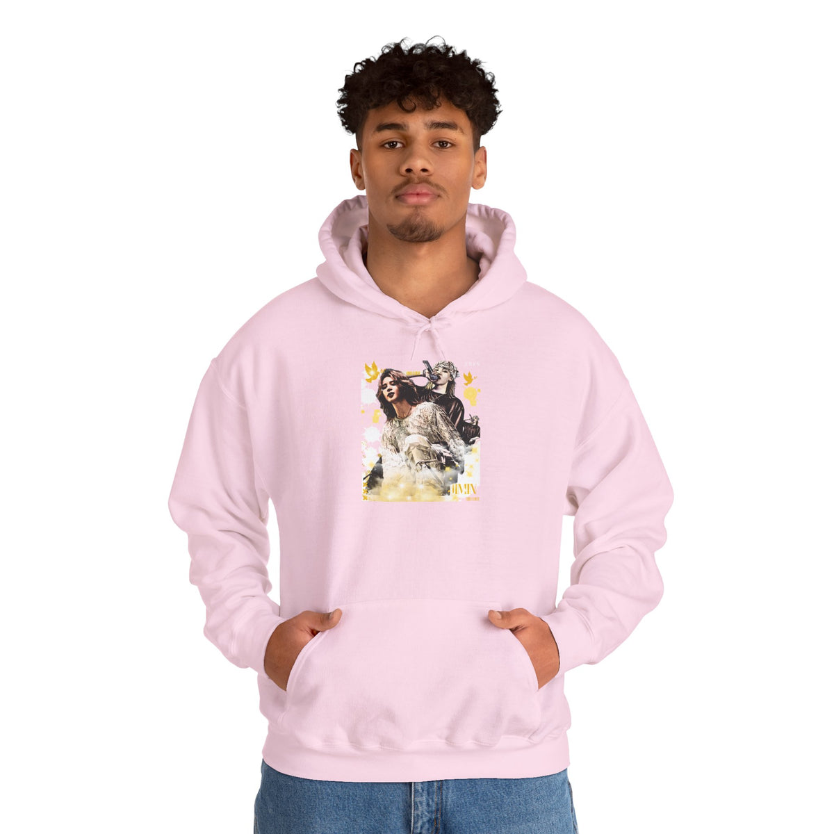 Jimin 95 Hoodie — K-Pop Fan Pullover with Photo Collage Front & Graphic Back