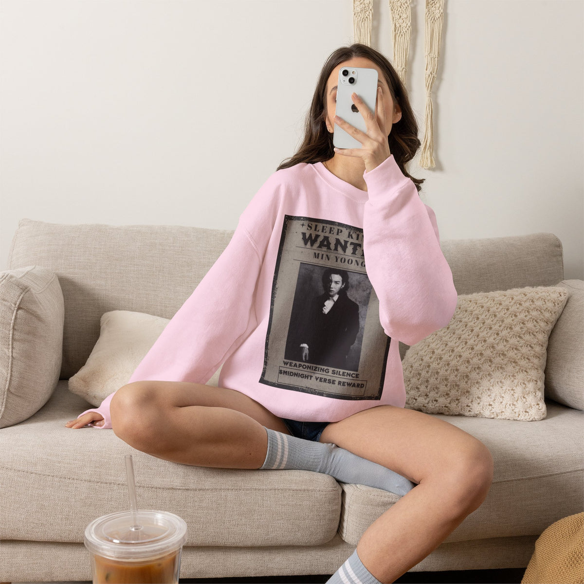Suga Wanted Poster Crewneck Sweatshirt – Vintage 'Sleep King' Graphic