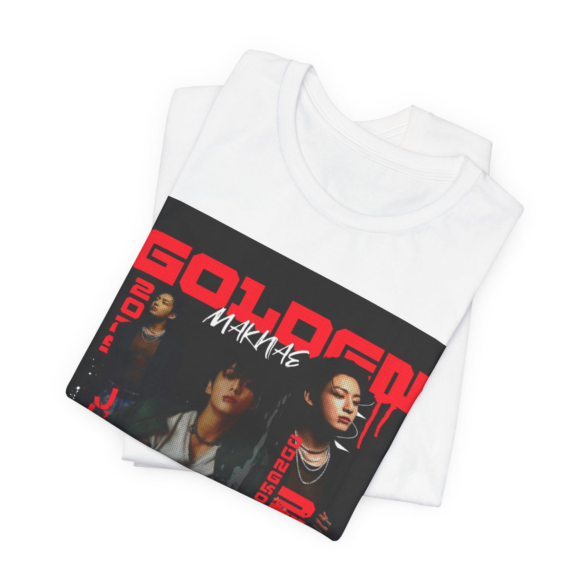 Jungkook Graphic Tee — Golden (Red Text)