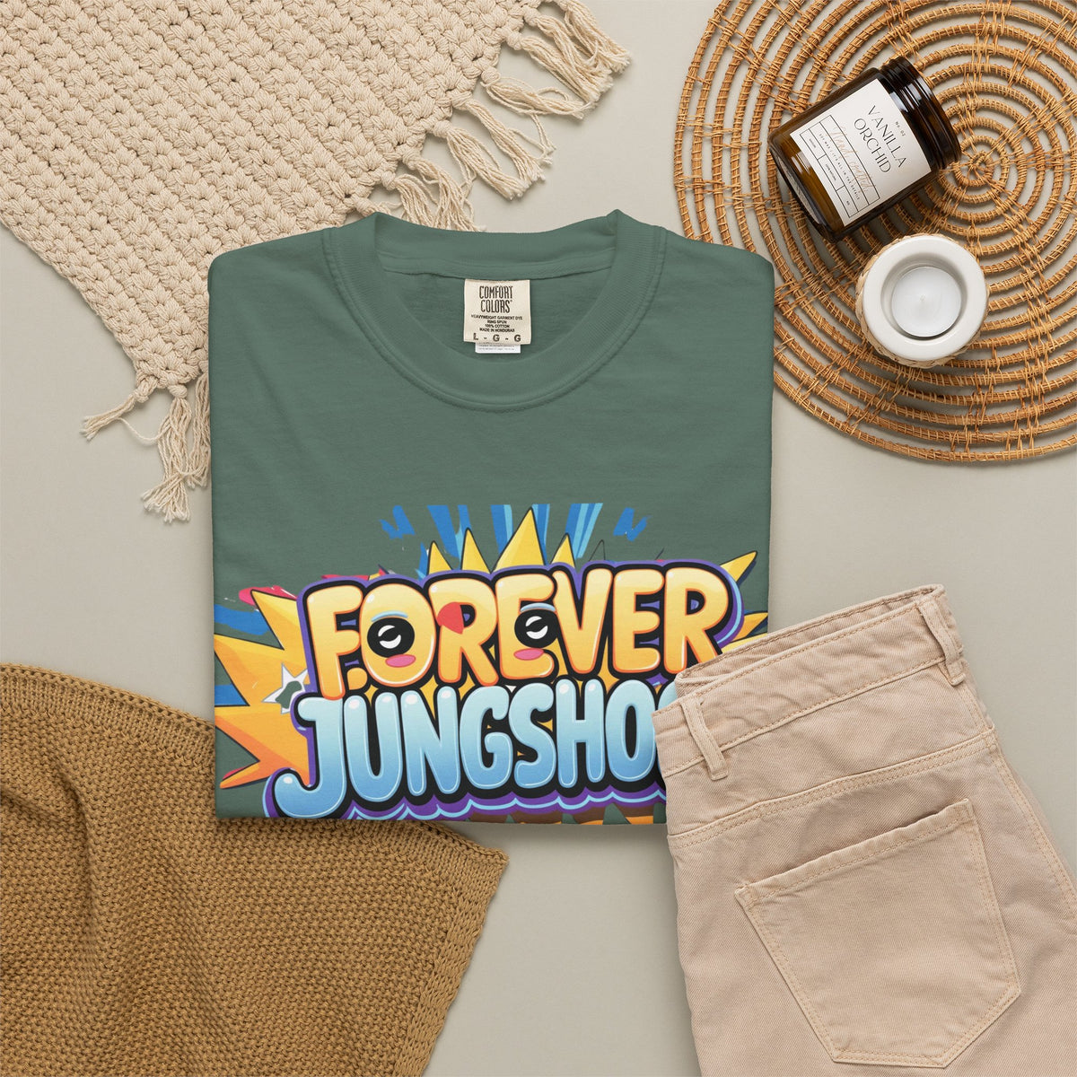 Forever Jungshook T-Shirt — Colorful Fan Graphic Tee
