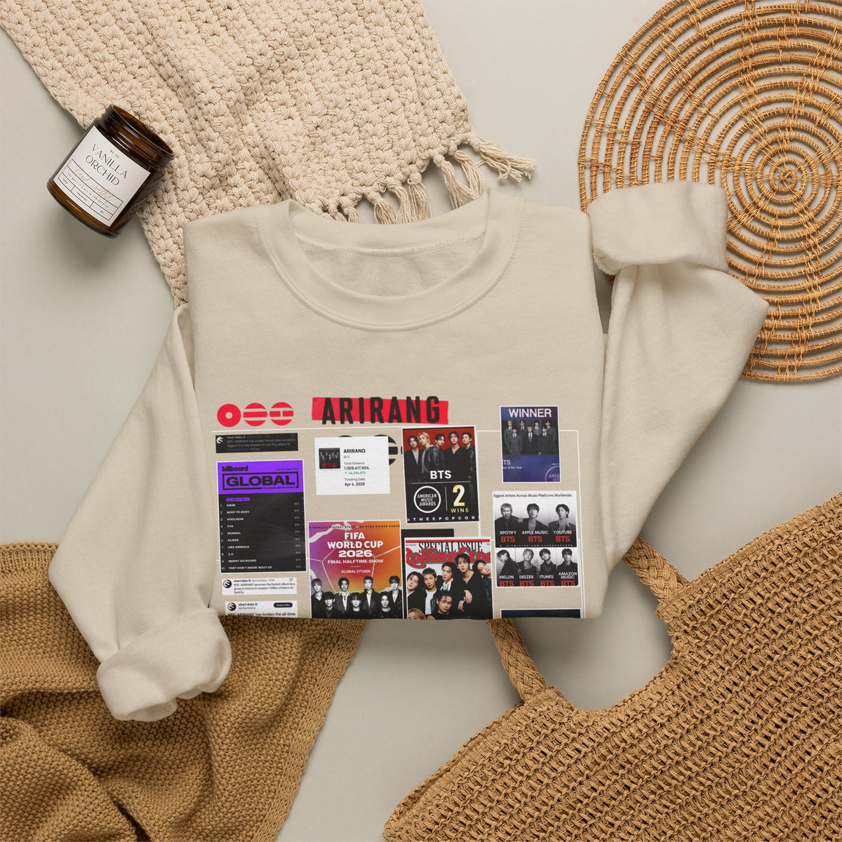 BTS Collage Graphic Crewneck Sweatshirt — Music Poster Design