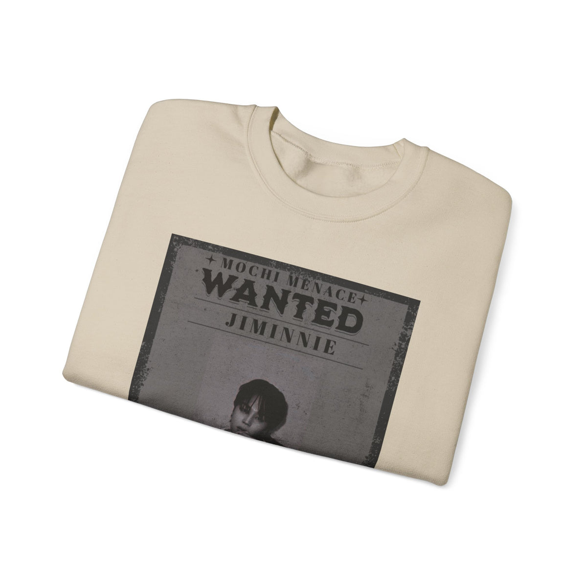 Wanted Poster Crewneck Sweatshirt — 'WANTED: Jiminie' Vintage K-Pop Graphic