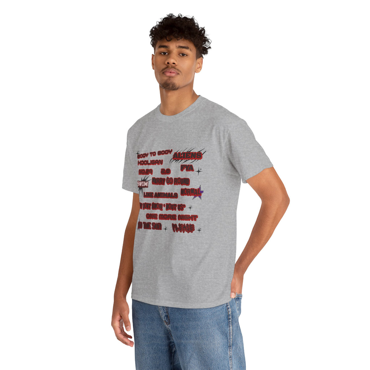 BTS ARIRANG Graphic Tee — Distorted Red Text Band Shirt