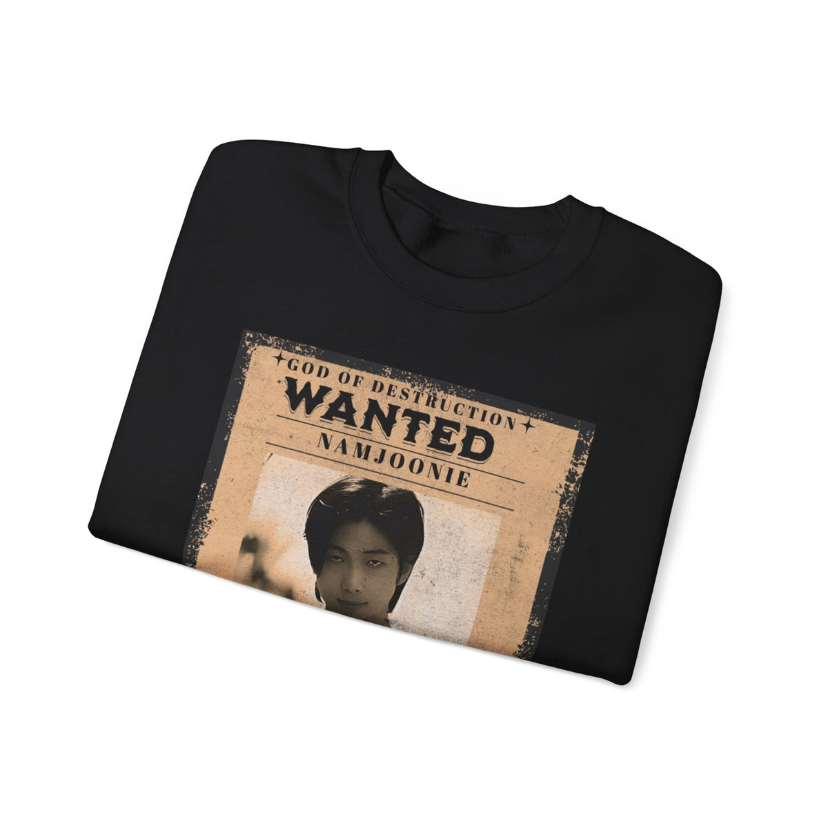 Wanted Poster Crewneck Sweatshirt — 'Wanted: Namjoonie' Vintage K-Pop Graphic