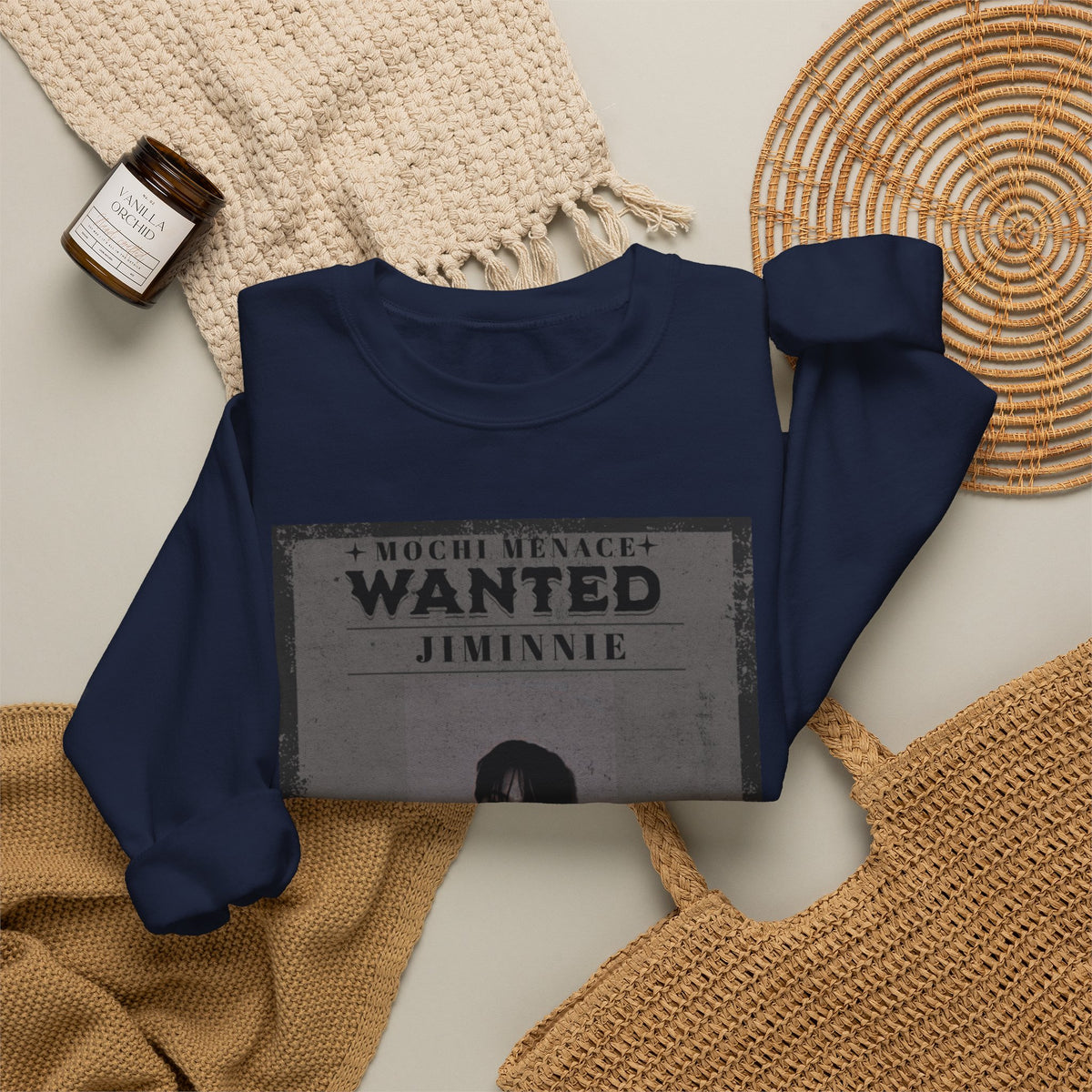 Wanted Poster Crewneck Sweatshirt — 'WANTED: Jiminie' Vintage K-Pop Graphic