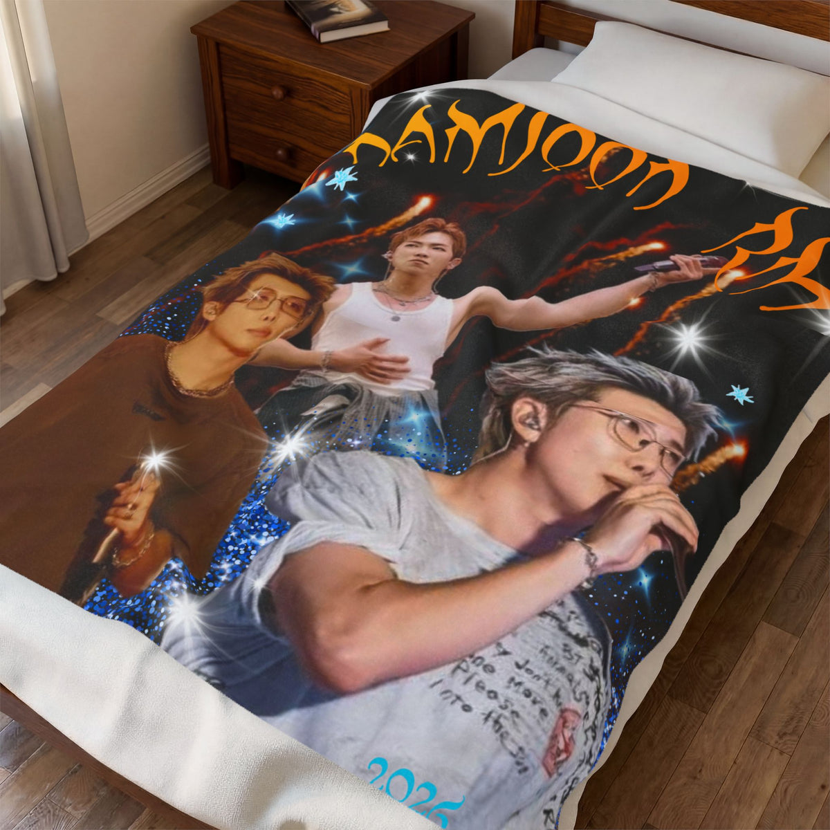 RM Concert Velveteen Plush Blanket — Fan Photo Collage Design