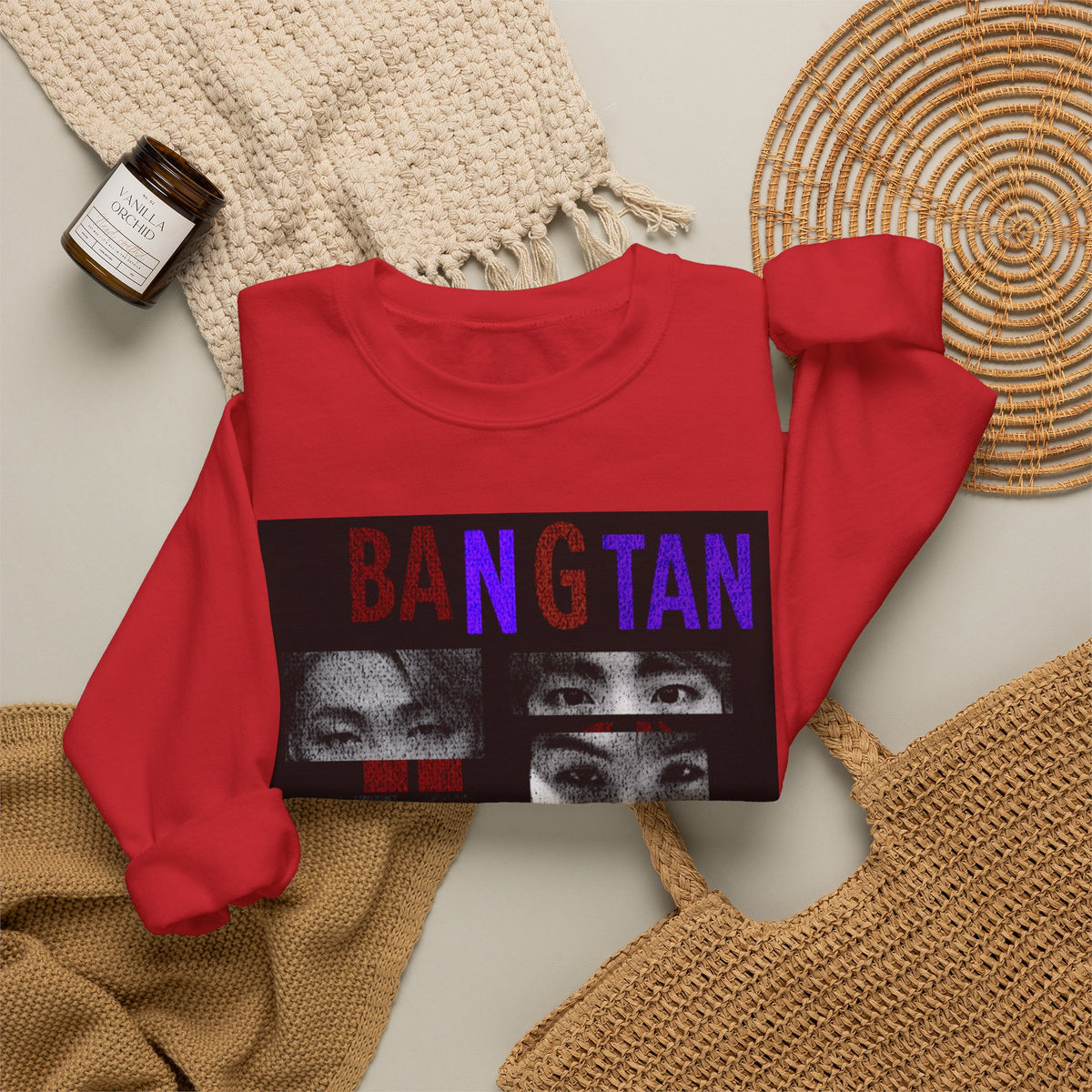 Bangtan Eyes Graphic Sweatshirt — K-Pop Fan Crewneck ("BANGTAN 07 FOREVER")