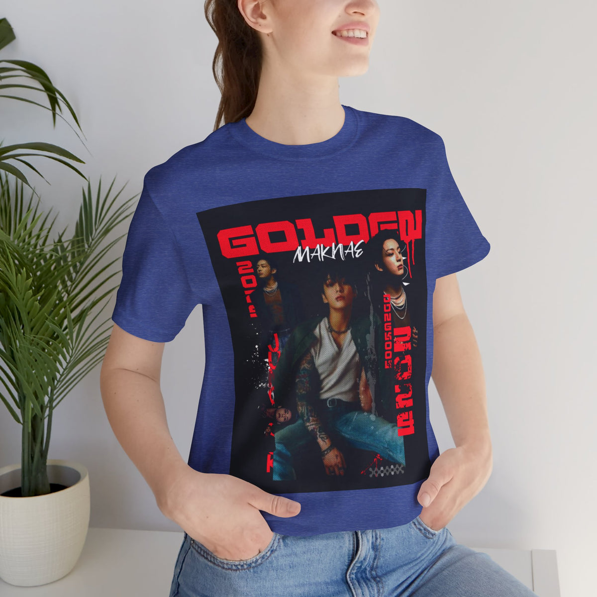 Jungkook Graphic Tee — Golden (Red Text)