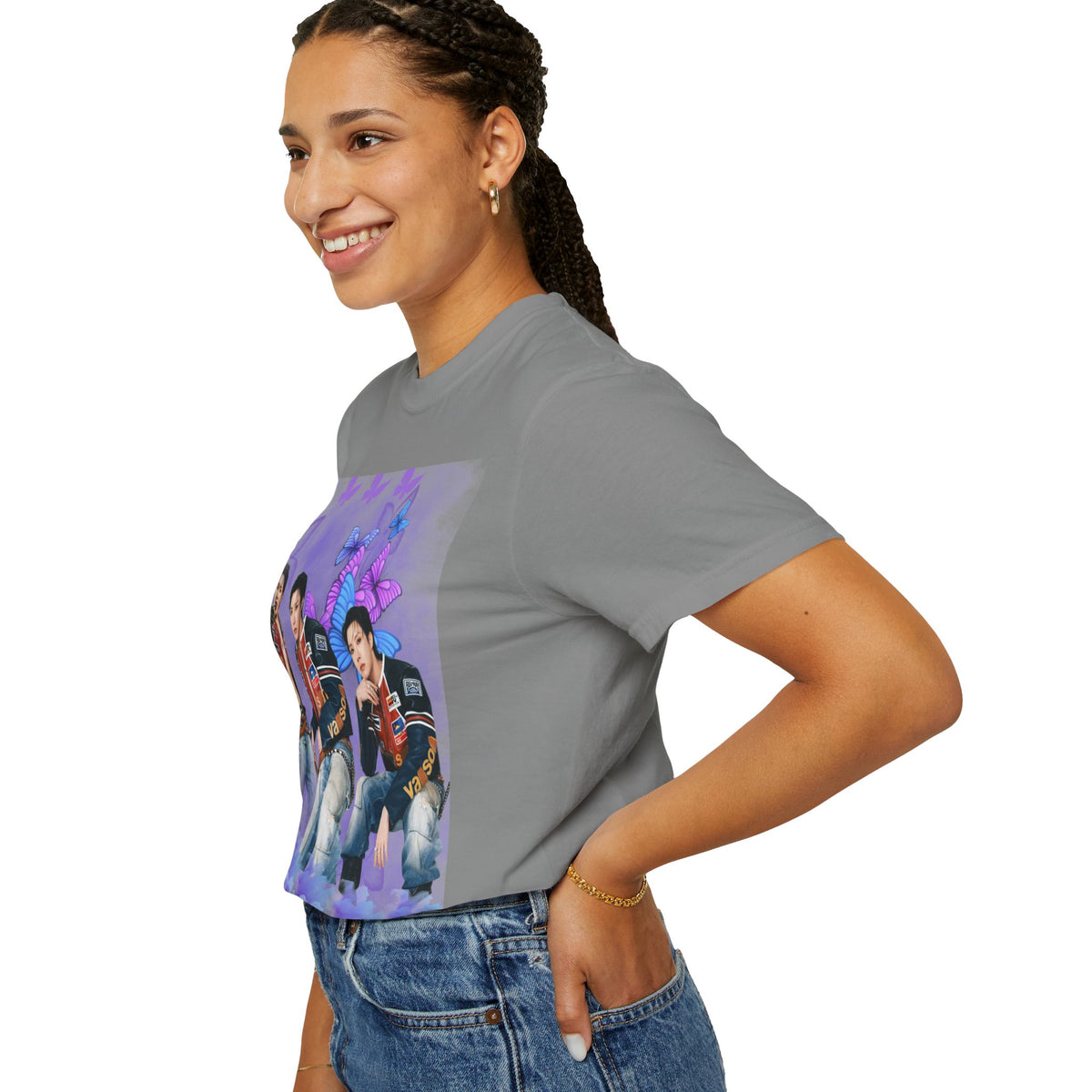 JHOPE Graphic T-Shirt — Purple Floral Portrait Tee