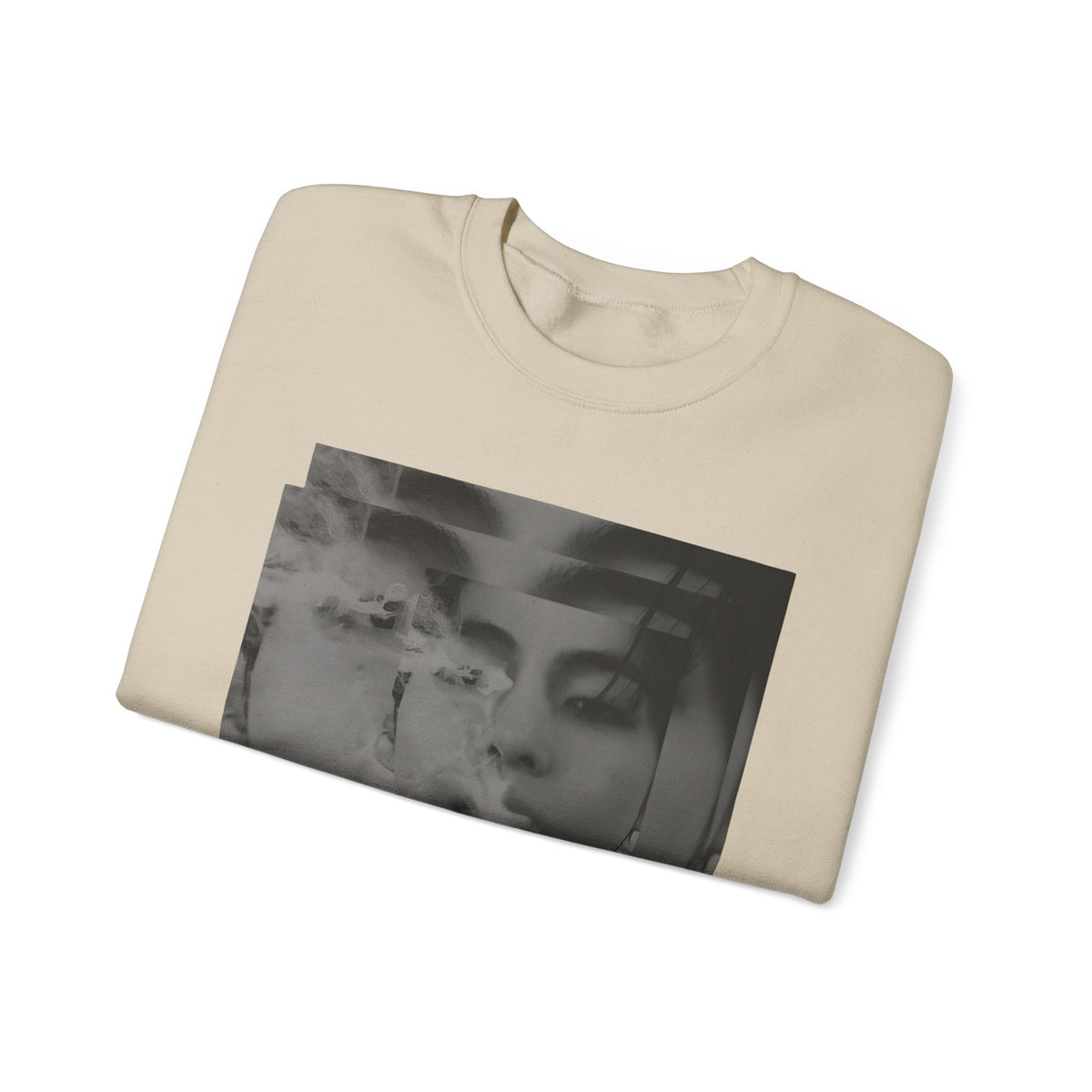 Graphic Crewneck Sweatshirt – Moody Collage Face Design