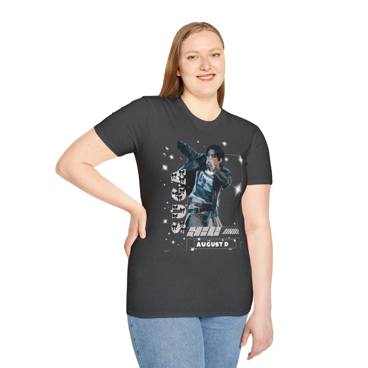 Vintage K-Pop Idol Graphic Tee — "SUGA 93" Sparkle Jersey Shirt