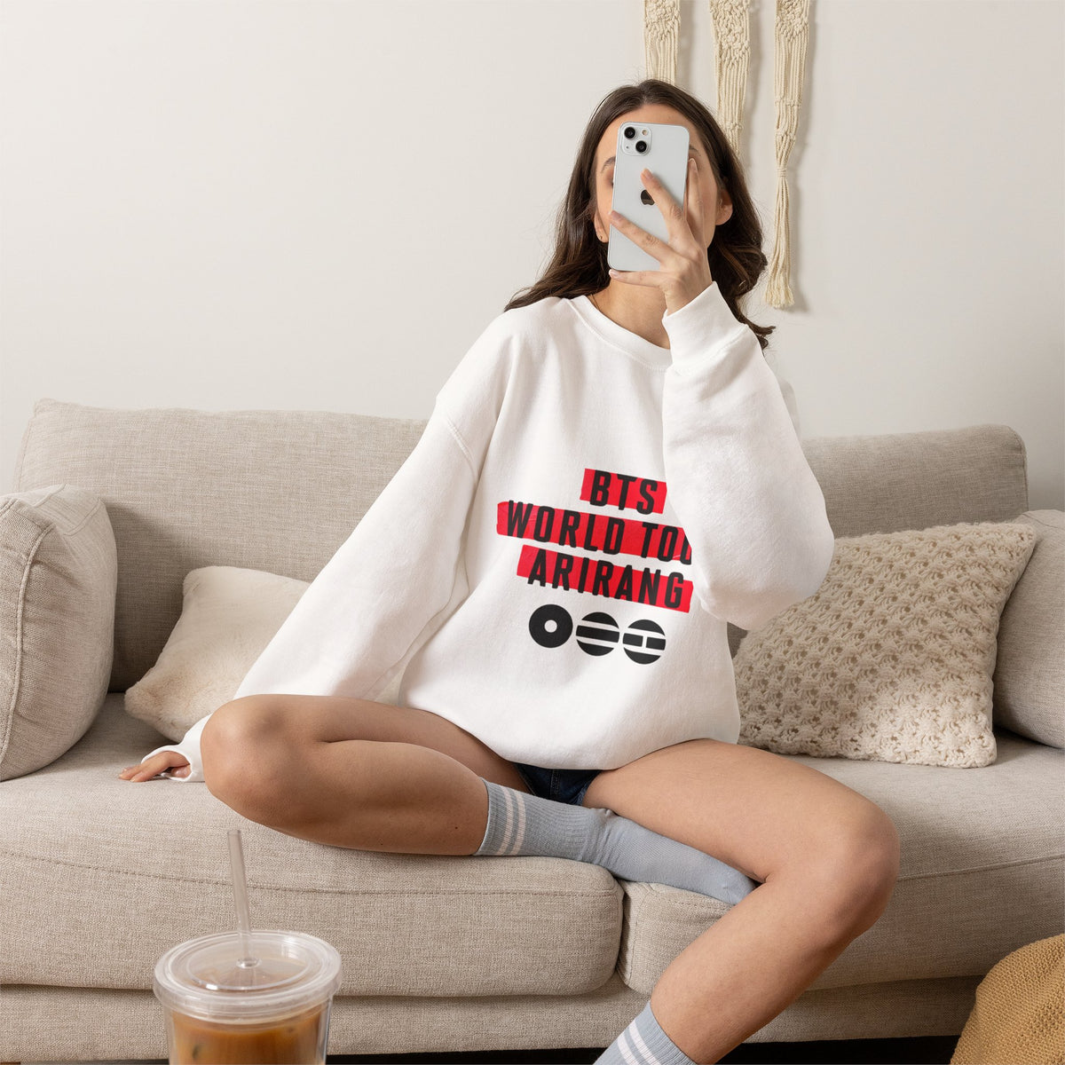 BTS ARMY Crewneck Sweatshirt — “BTS World Tour Arirang” Front & “Army Forever Bangtan Forever” Back