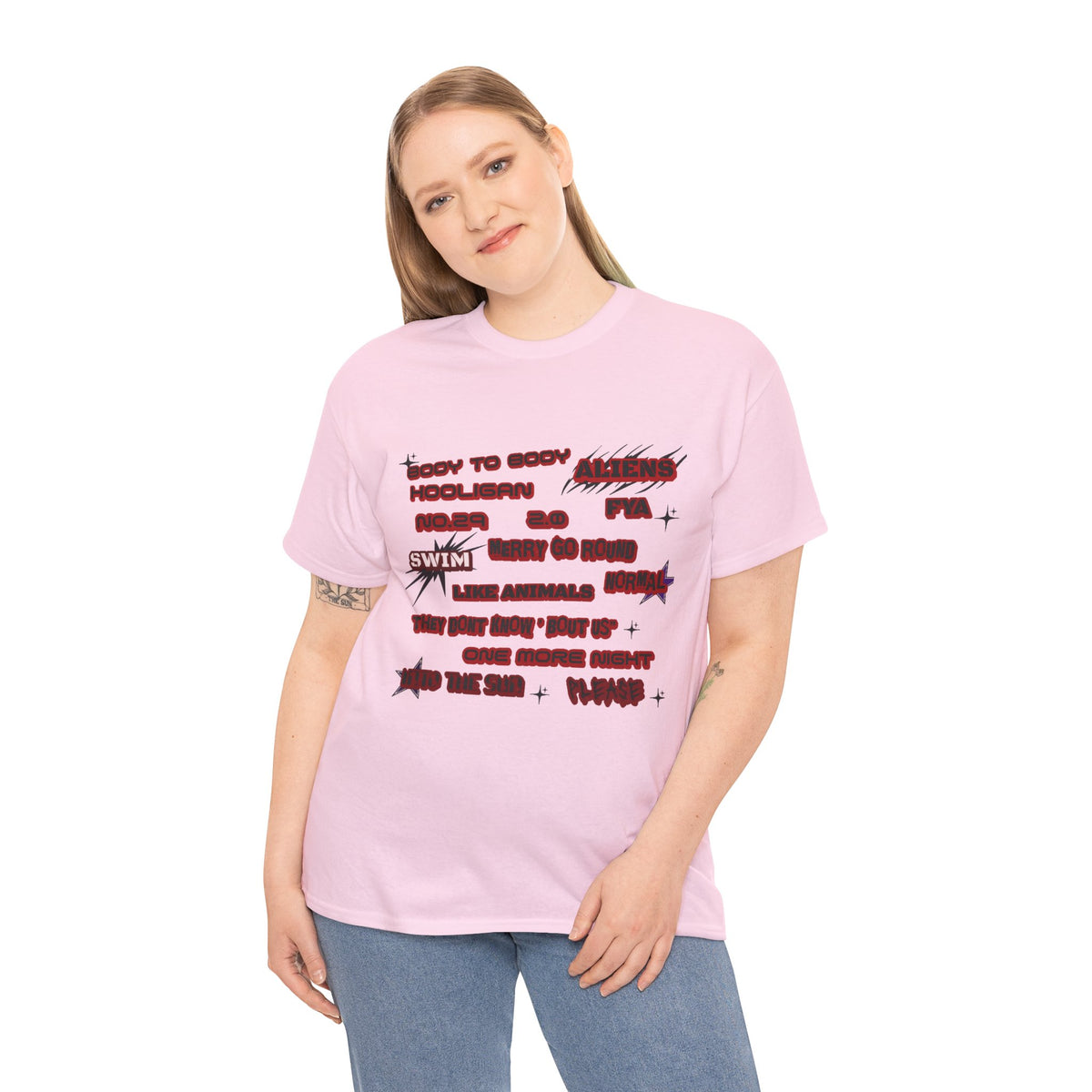 BTS ARIRANG Graphic Tee — Distorted Red Text Band Shirt