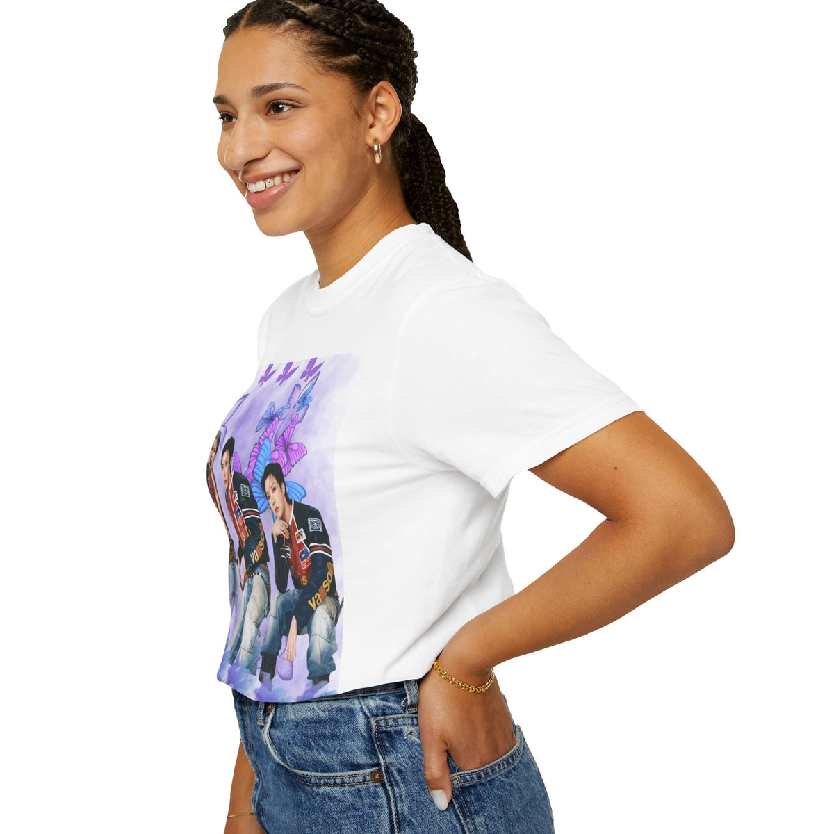 JHOPE Graphic T-Shirt — Purple Floral Portrait Tee