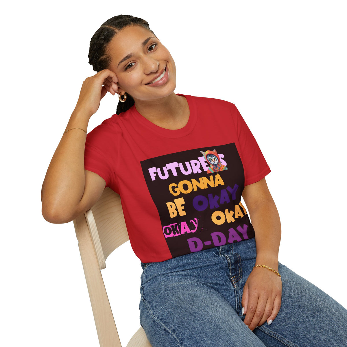 T-Shirt — “Future’s Gonna Be Okay” Positive Cat Graphic Tee