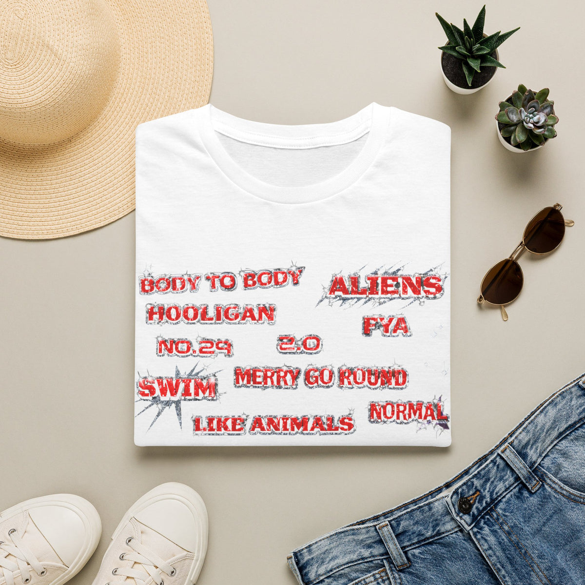 BTS Band Tee — Red  Text Graphic T‑Shirt