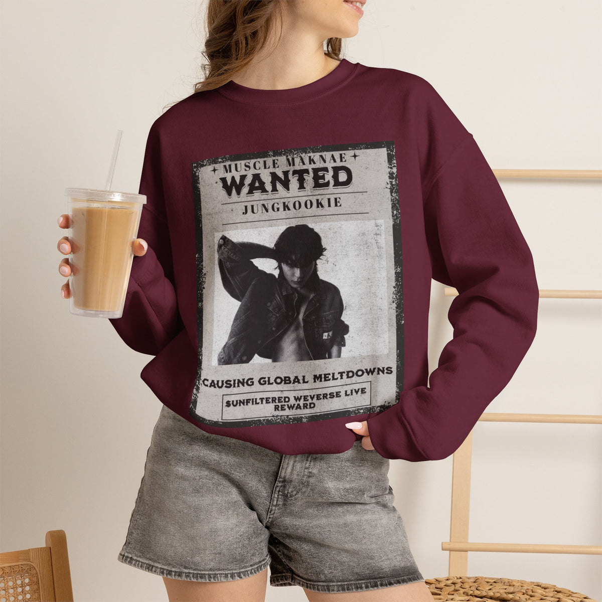 Wanted Poster Crewneck Sweatshirt — Vintage 'Wanted' Graphic Pullover