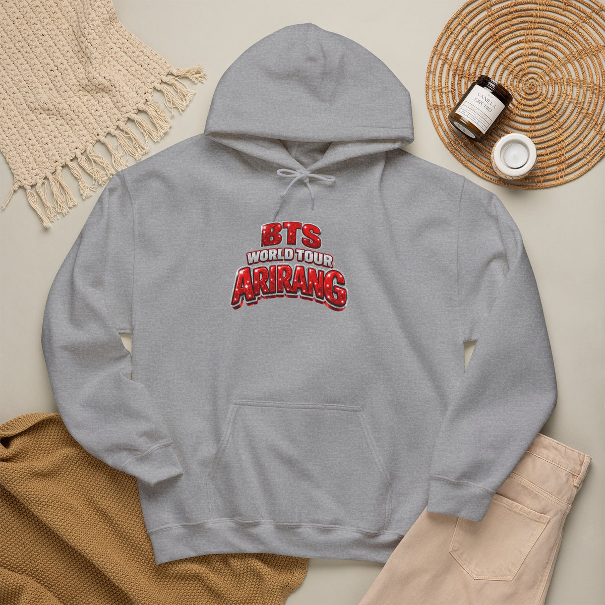 BTS Hoodie — "World Tour ARMY" Retro Red Graphic Pullover