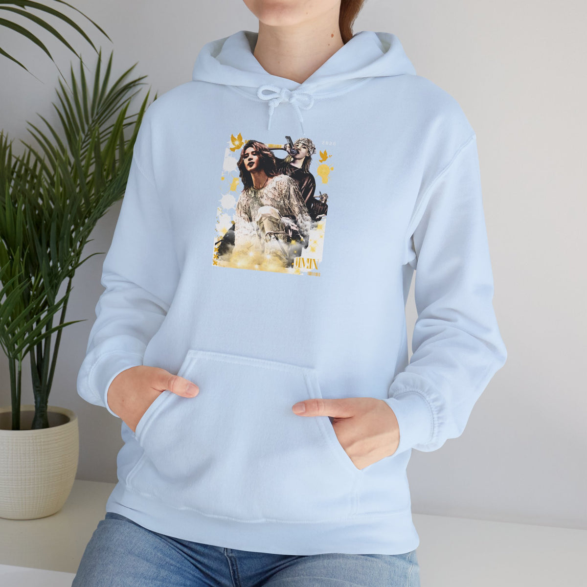 Jimin 95 Hoodie — K-Pop Fan Pullover with Photo Collage Front & Graphic Back