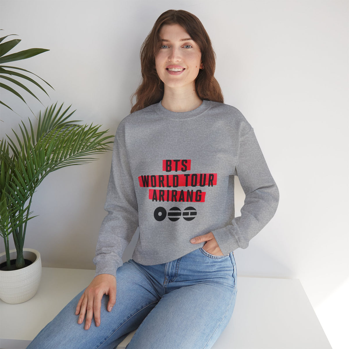 BTS ARMY Crewneck Sweatshirt — “BTS World Tour Arirang” Front & “Army Forever Bangtan Forever” Back