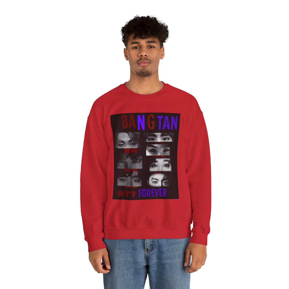 Bangtan Eyes Graphic Sweatshirt — K-Pop Fan Crewneck ("BANGTAN 07 FOREVER")