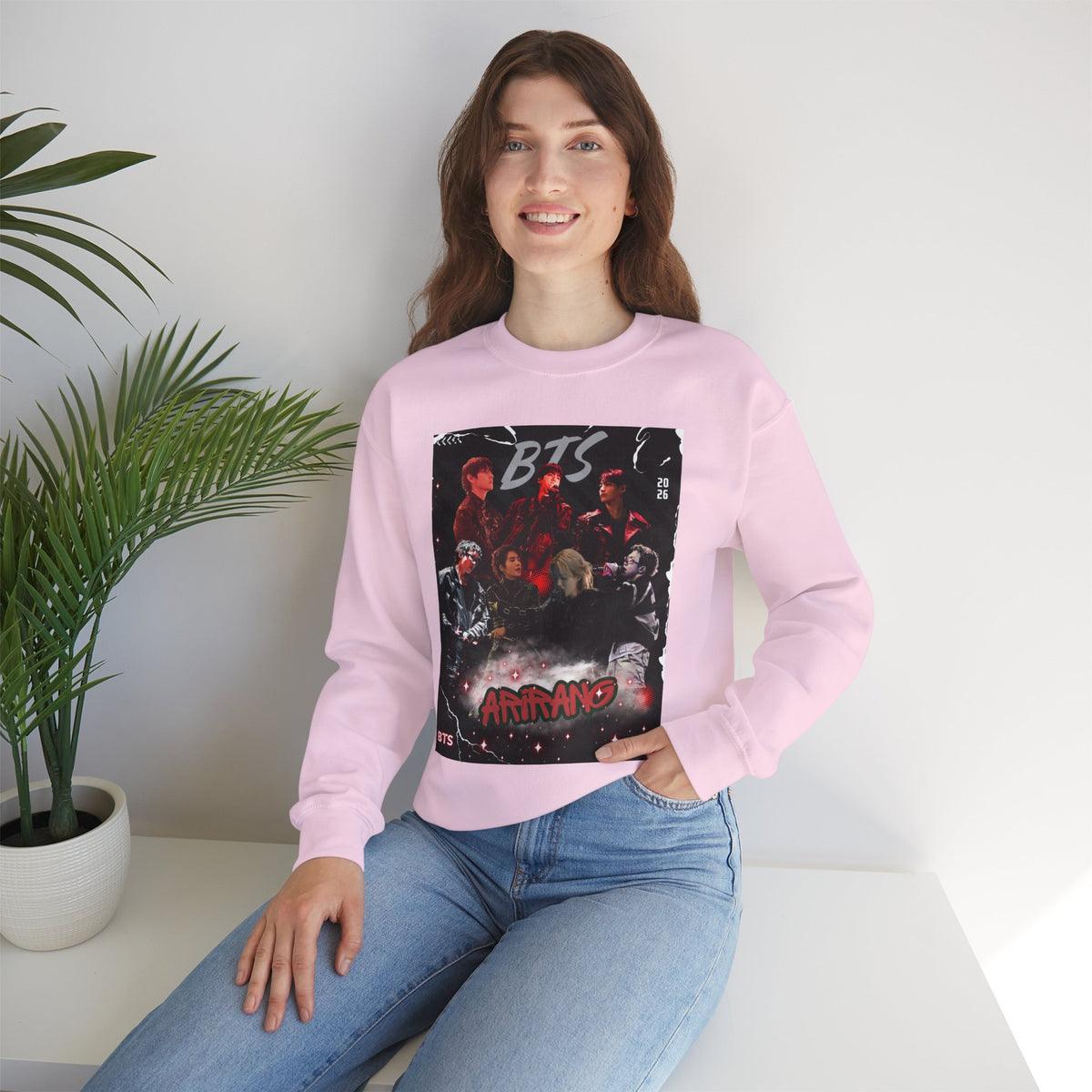 K-Pop Graphic Crewneck Sweatshirt — BTS Aesthetic Fan Design
